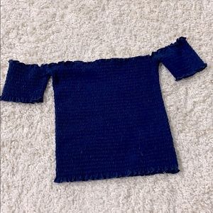 Dark Blue ruffled crop top